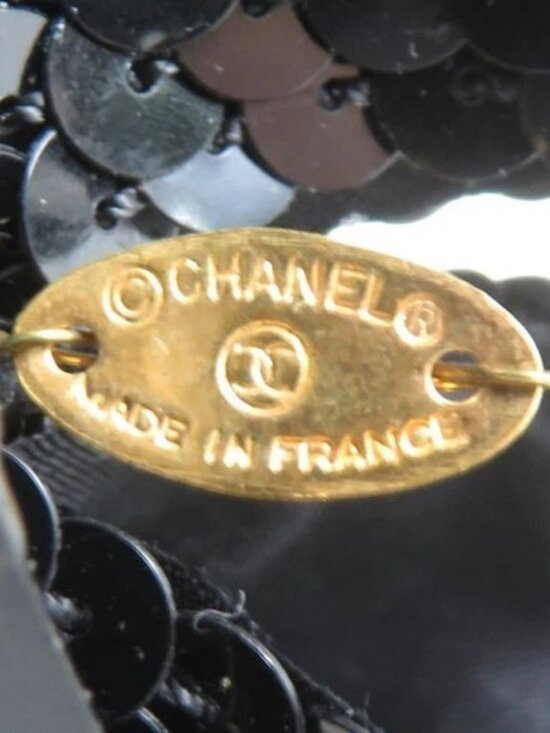 Auth CHANEL Hair Accessory Black Sequin - e61042a main image 7